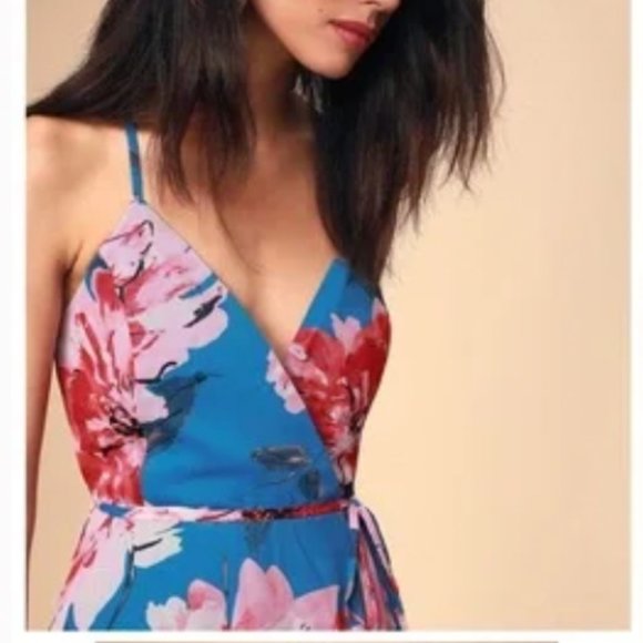 Lulu's Always There For Me Floral Print Wrap Maxi Dress Fairycore Feminine - Picture 3 of 16